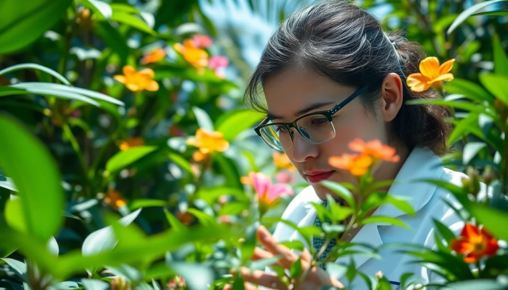 Learn how to get dmt from plants while observing a botanist in a tropical setting.