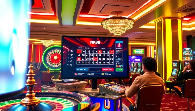 Engaging the thrill of online gambling at NK88 with vibrant casino elements.