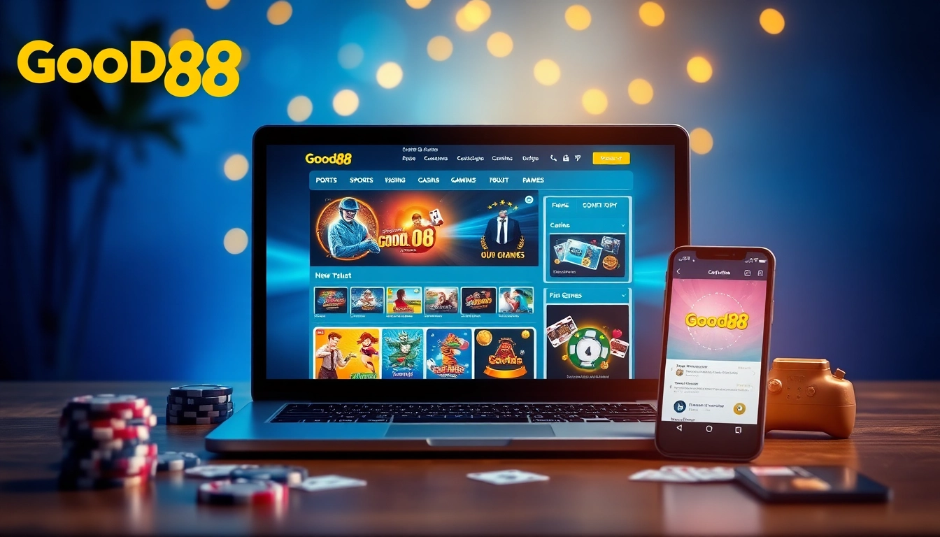 Dynamic online gaming scene featuring good88.hu.net interface with vibrant colors and engaging elements.