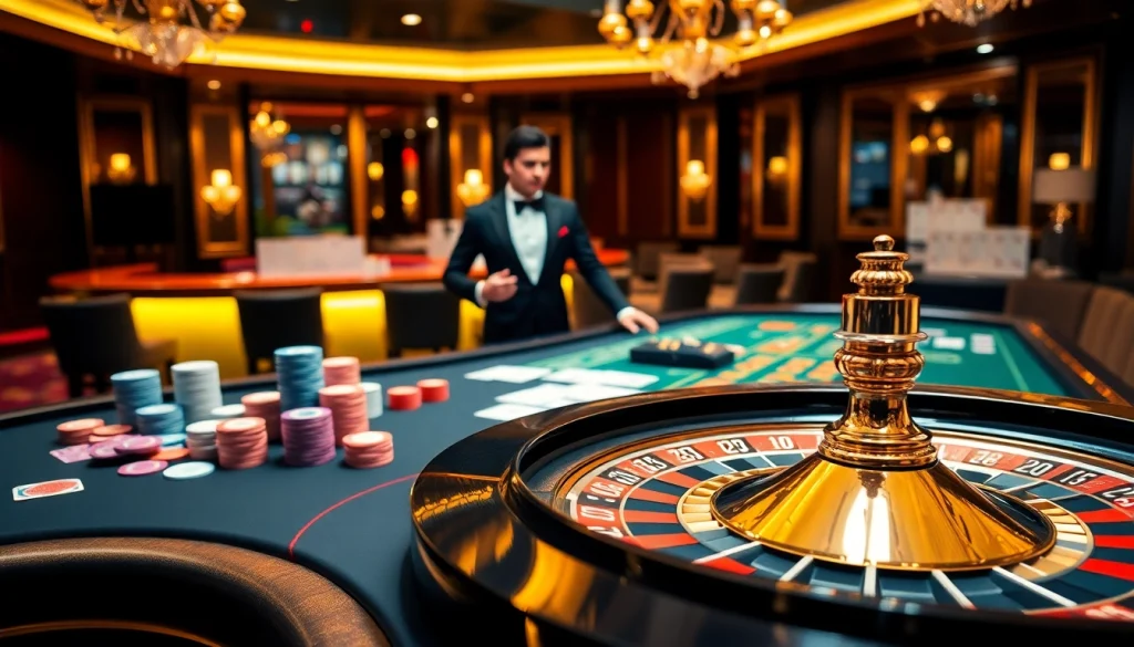 Experience thrilling wins with link vào 8xbet at a luxurious casino table filled with vibrant chips and cards.