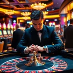Go8 players enjoying the thrill of gambling at a roulette table in a luxurious casino.