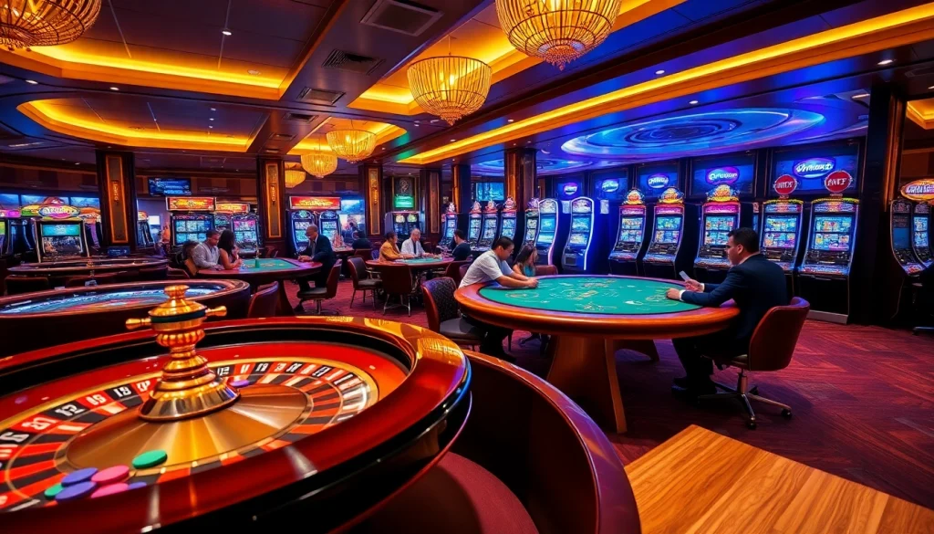 Experience high-stakes gaming at https://go88vn.digital/ with a vibrant casino scene featuring tables and slots.