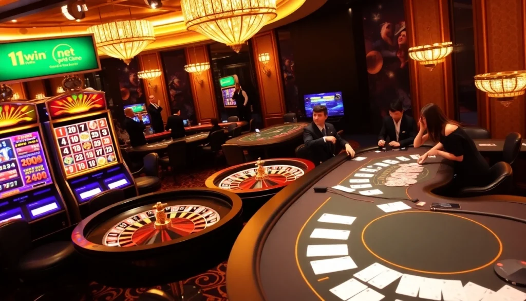 Experience the thrilling action of 11win net with top casino tables and vibrant slot machines.