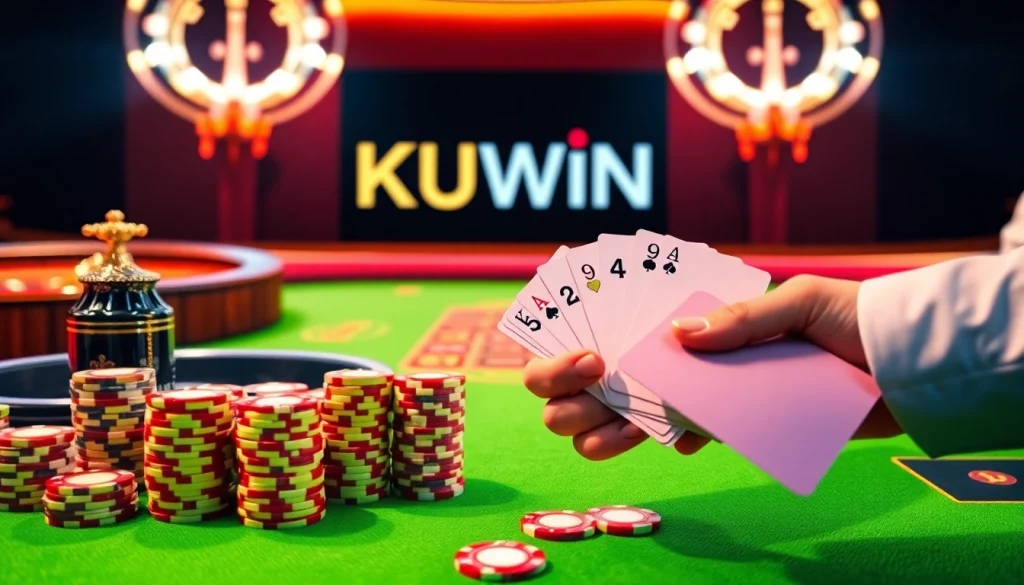 Kuwin players placing bets at a luxurious casino table during an intense gambling session.