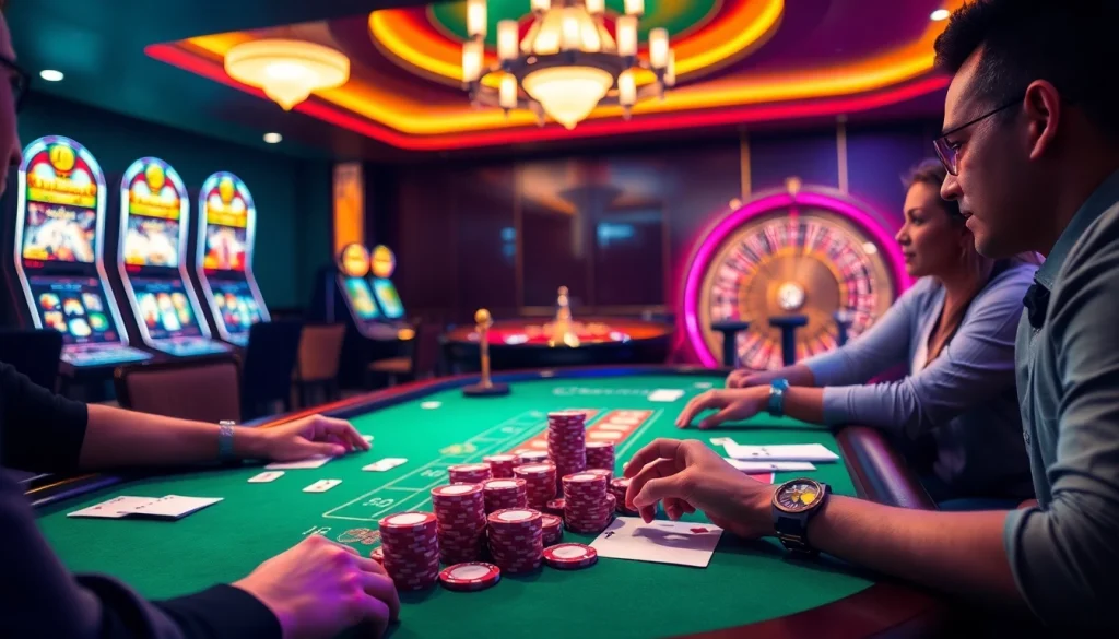 Experience the excitement of 32Win at a vibrant casino table filled with action and colorful chips.