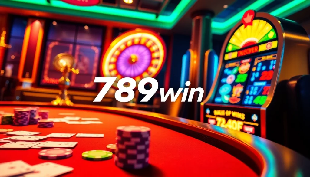 Experience thrilling games at 789win casino with vibrant poker tables and slot machines.