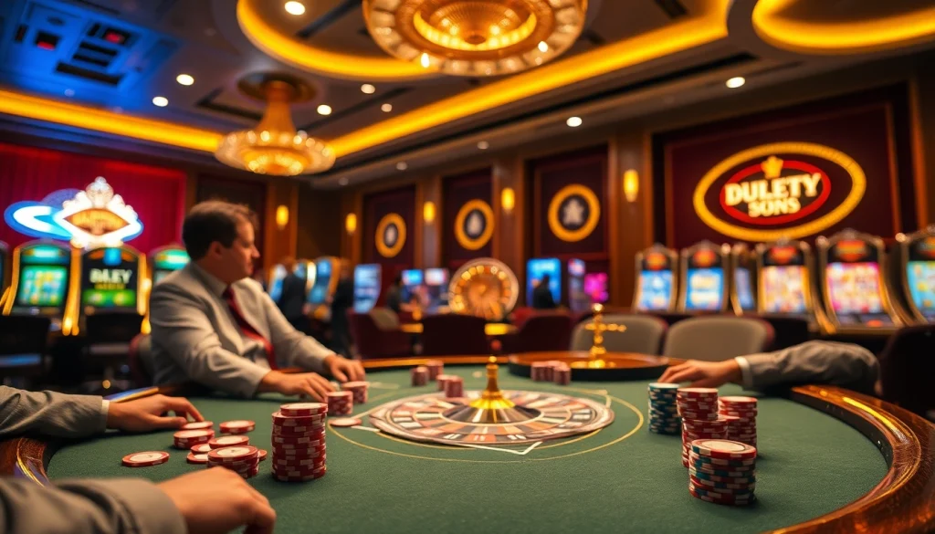 Exciting gameplay at https://ffgg88.com/ with colorful poker chips at a high-stakes casino table.