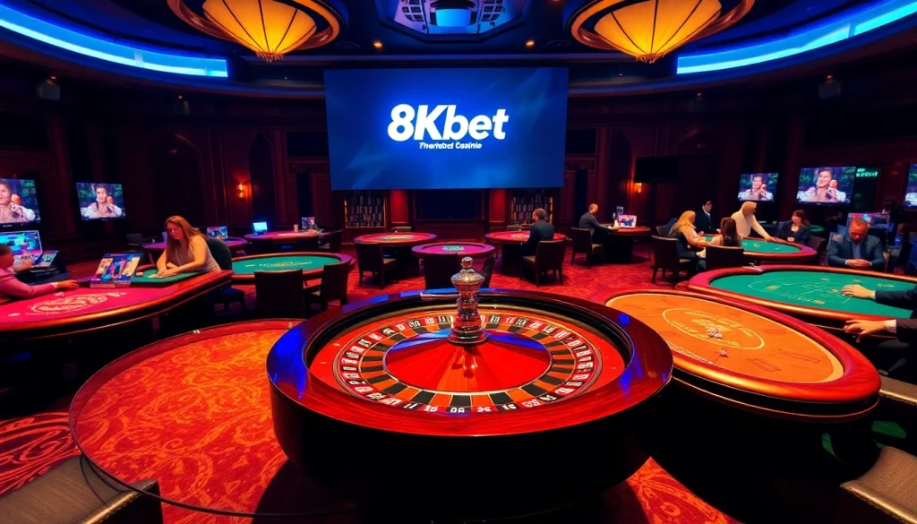 Engaging players at the casino table with 8kbet enhancing the thrilling gambling experience.