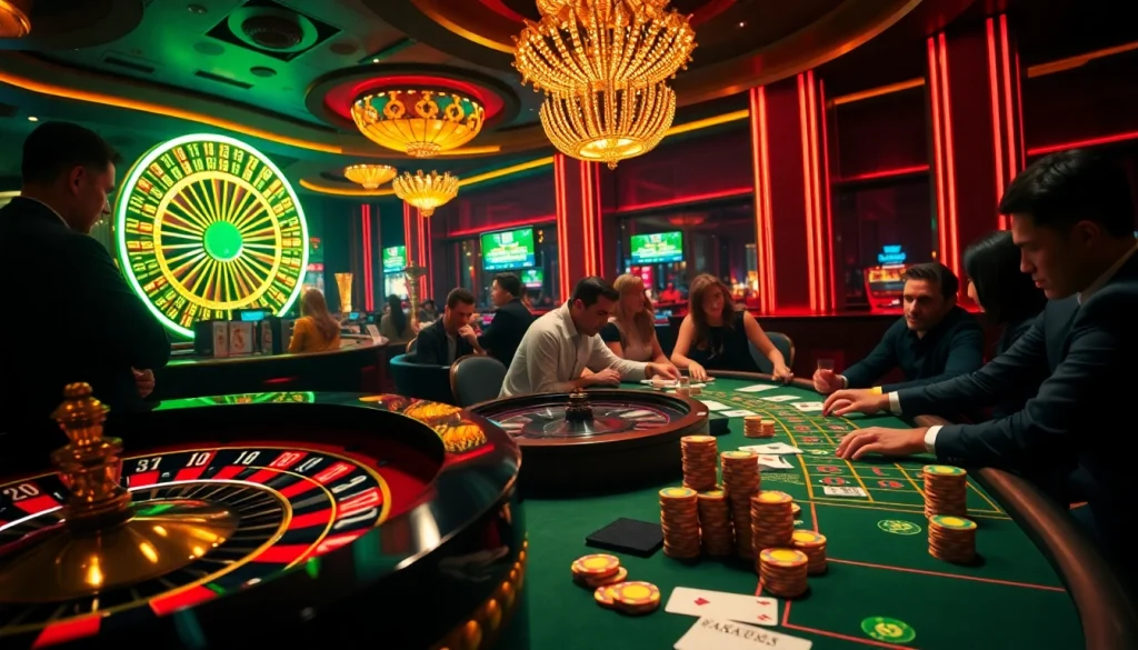 Experience the thrill of win55 at a vibrant casino with poker action and roulette excitement.