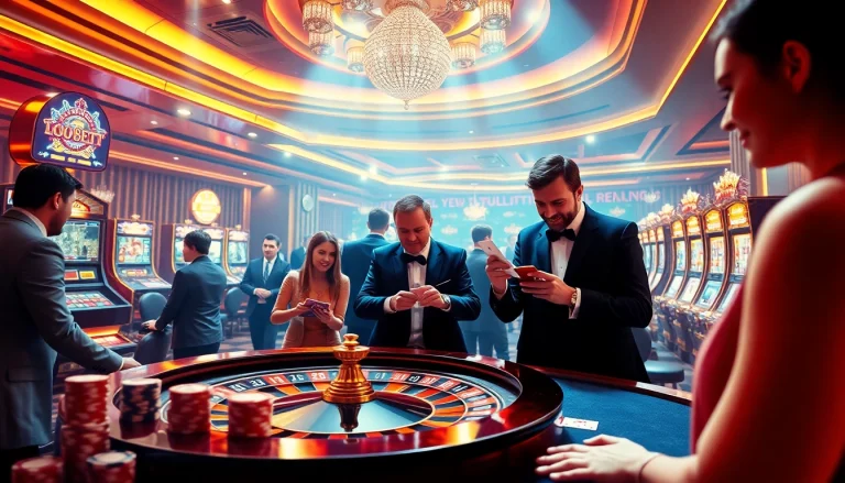 Exciting gaming environment at 789F, showcasing poker chips and a roulette wheel.