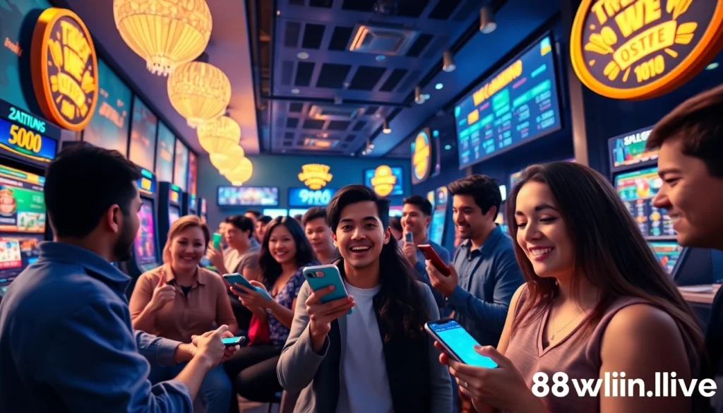 Engaging online gambling scene at 98winwin.live showcasing diverse players and dynamic games.