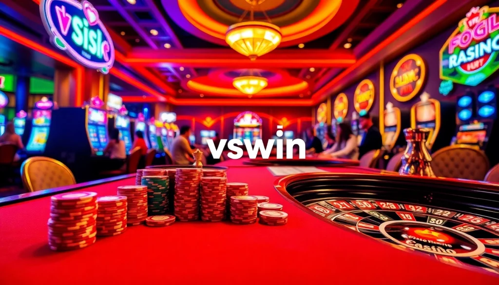 Players enjoying a high-stakes game at a luxurious casino featuring vswin gaming.