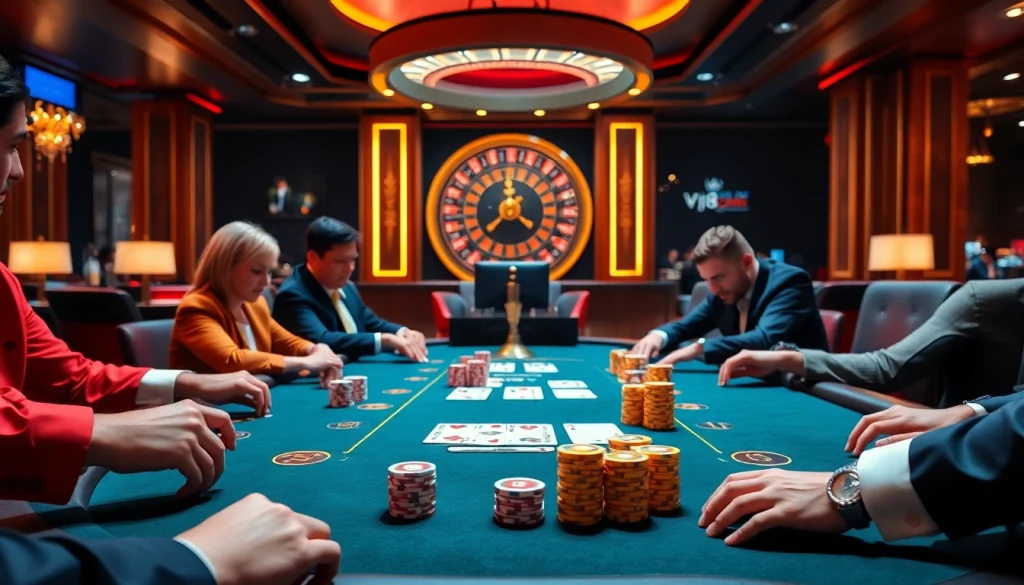 Experience thrilling poker action at https://vj88.online/ with professional players and vibrant casino elements.