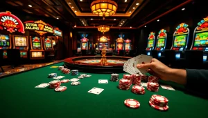 Experience the thrill of gambling at 789club with vibrant poker chips and a glimmering roulette wheel.