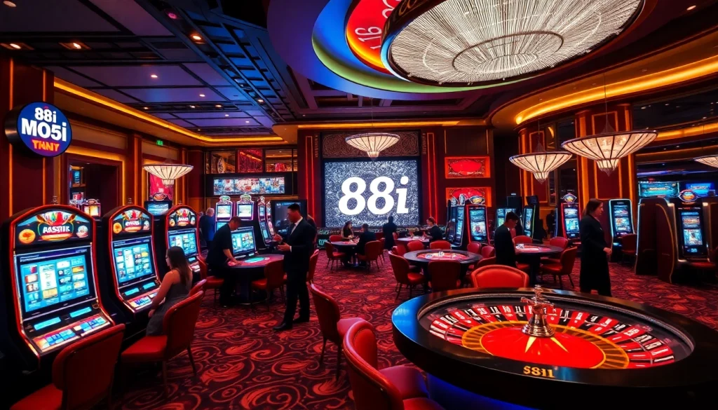 Experience thrilling gaming at 88i with vibrant slot machines and elegant poker tables.