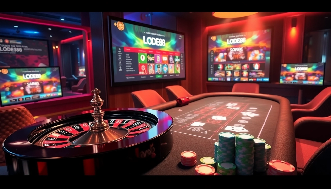 Experience the excitement of LODE88 with vibrant casino tables and thrilling games.