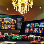 Experience the thrill of online gaming at slvip with vibrant slot machines and casino chips.