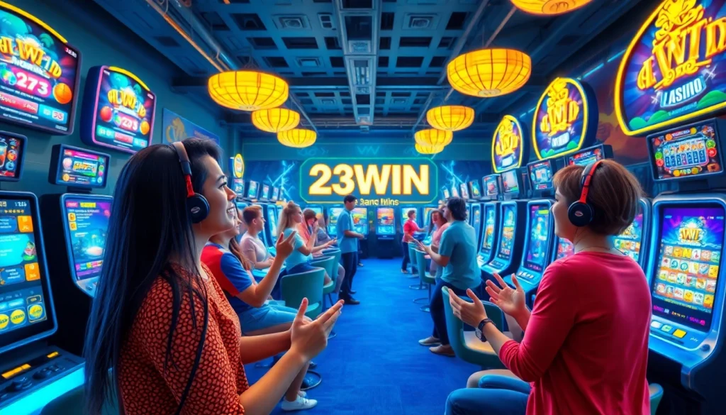Exciting online gaming scene featuring 23WIN with diverse players and vibrant atmosphere.