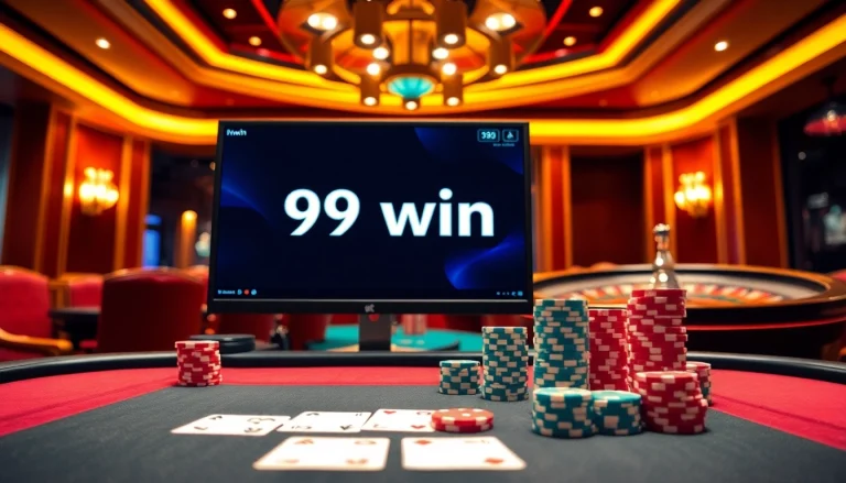 Experience the thrill of online gambling with Nhà cái uy tín 98win at a luxurious poker table.
