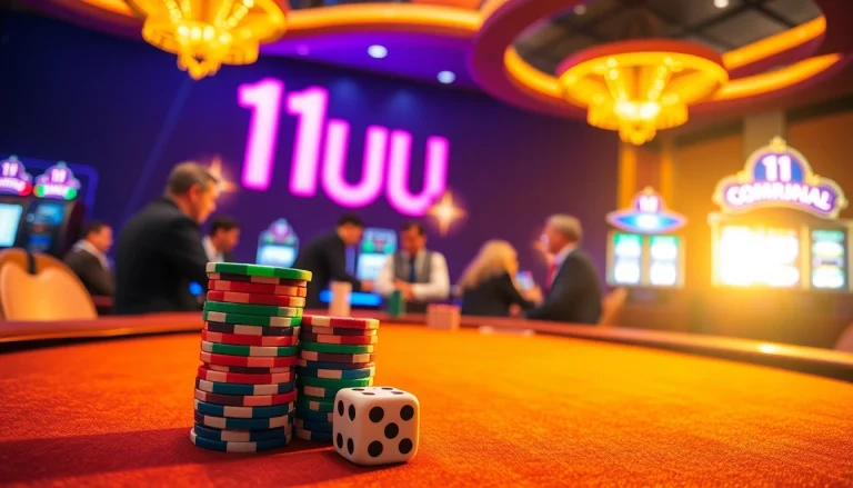 Professional poker players engaging in high-stakes gameplay at the 11UU casino table.