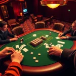 Experience the excitement of RR88 with high-stakes poker action at a luxurious casino table.