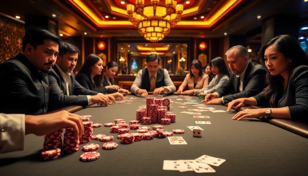 Engage in thrilling KK55-themed casino gameplay with vibrant chips and cards on a luxurious table.