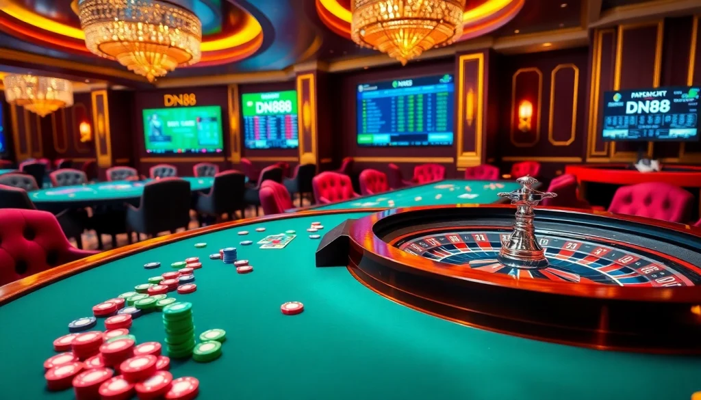 Experience thrilling gameplay at DN88's casino with vibrant tables and strategic betting.