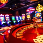 Experience luxury gaming at https://luck8f.jpn.com/ with poker chips and a vibrant roulette wheel in this casino scene.