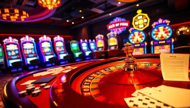 Experience luxury gaming at https://luck8f.jpn.com/ with poker chips and a vibrant roulette wheel in this casino scene.