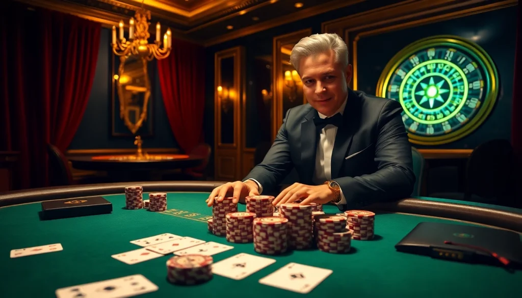 Engaging poker players at 888new.nl enjoying a high-stakes game in a luxurious casino setting.