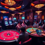 Exciting casino scene depicting gambling fun and Tải GO88 highlights on digital screens.
