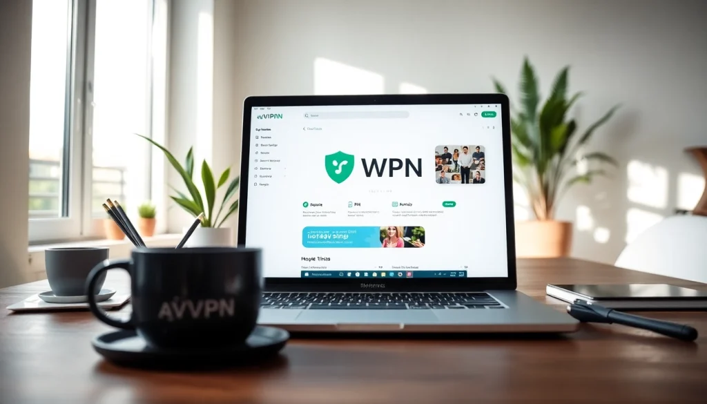 展示无缝连接的快连VPN界面，适用于现代工作空间