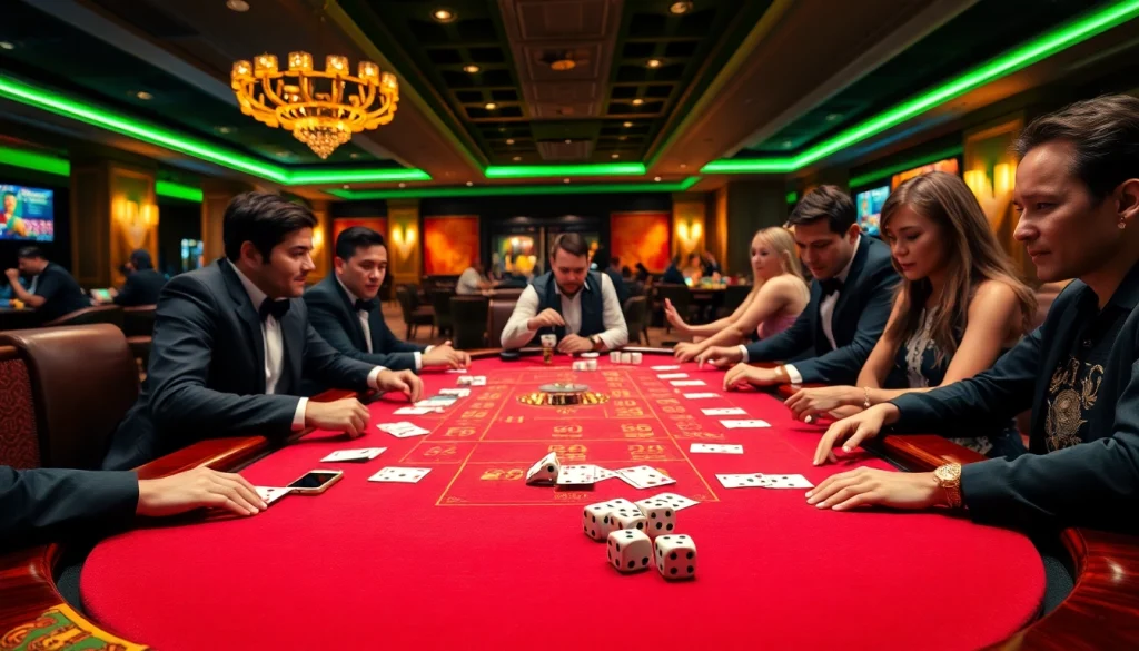 i9bet casino scene showcasing a luxurious poker table with chips and cards.