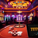 Experience thrilling gaming at https://777vip.dev/ featuring vibrant slot machines and an exciting poker table.