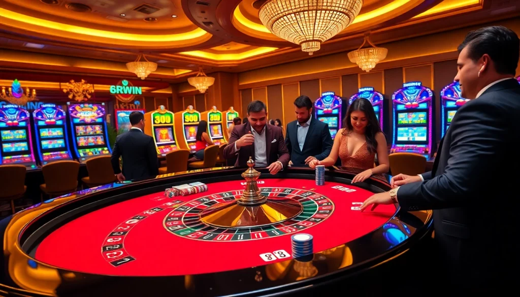 Experience the thrill of 6RWIN at a glamorous casino table, filled with excitement and gameplay.