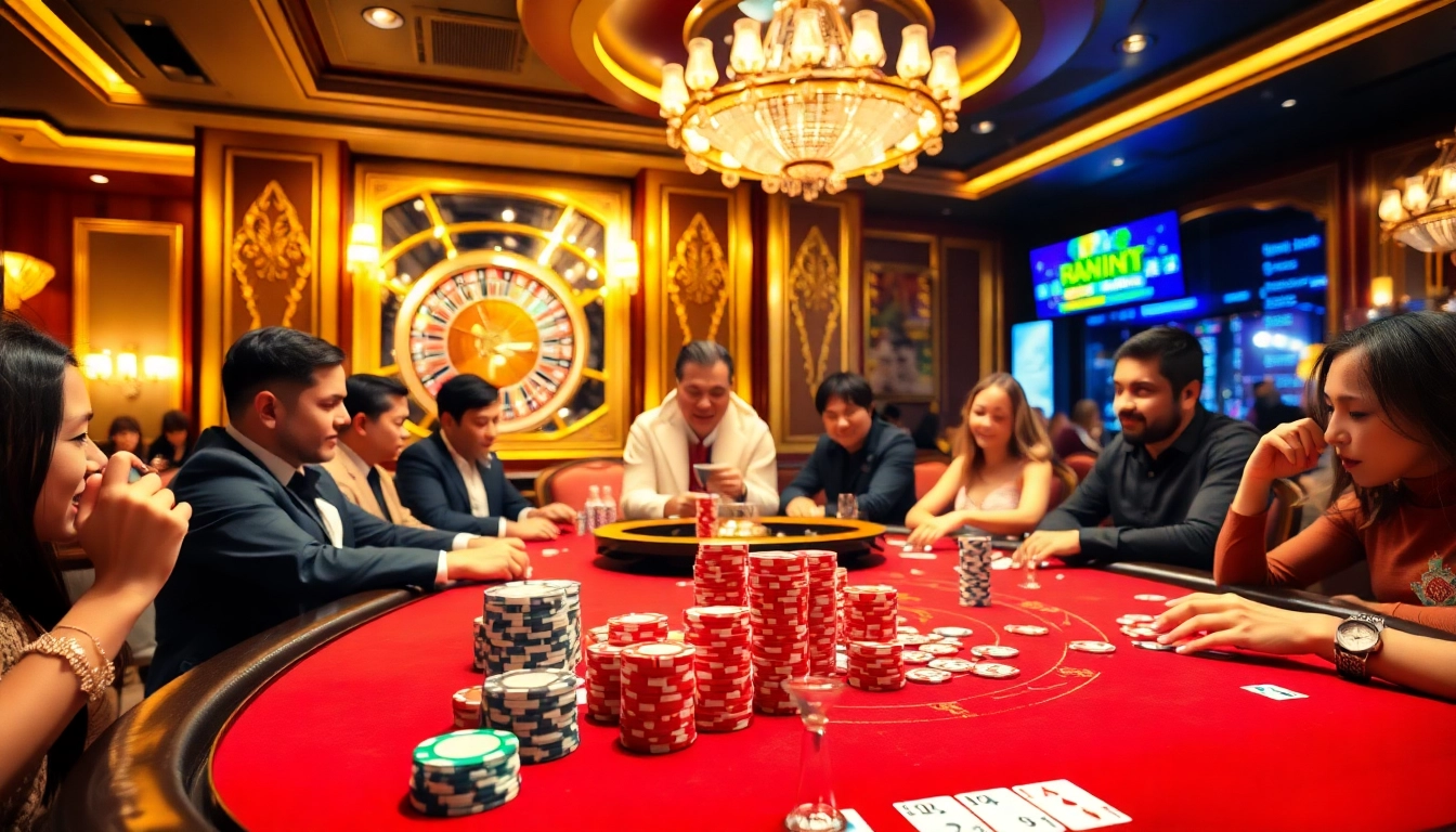 Experience the thrill of online gambling at https:/nk88.us.com/ with vibrant poker chips and exciting game actions.