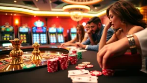 Experience the excitement at the LUCK8 casino with vibrant poker chips and a roulette wheel.