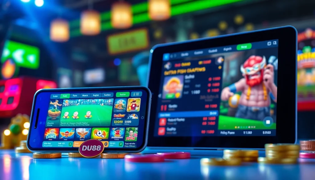 Exciting DU88 online gaming platform interface showcasing sports betting and slot games.