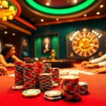 Players enjoying poker games at a thrilling casino table scene featuring uu88 chips and cards.