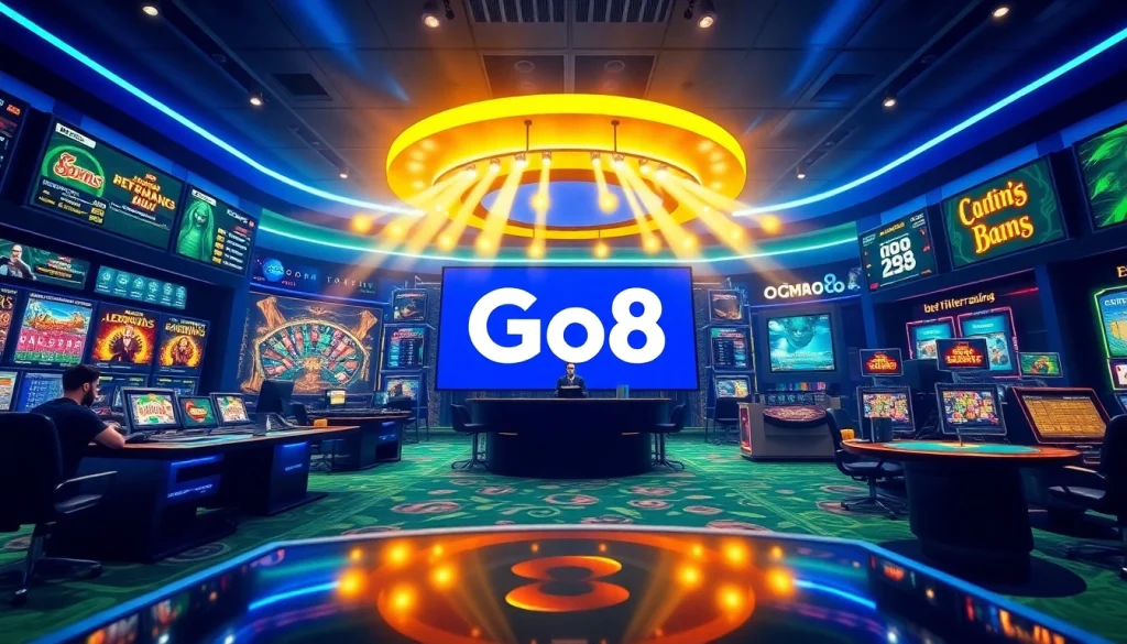Engaging Go8 online gaming interface with live dealers and vibrant casino games.