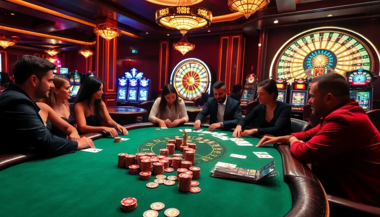 Sodo66 players strategizing at a high-stakes poker table amidst luxury and excitement.