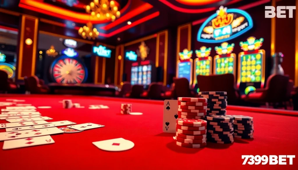 Experience the excitement of 789BET with engaging casino gaming action and vibrant decor.