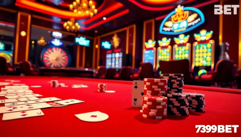 Experience the excitement of 789BET with engaging casino gaming action and vibrant decor.