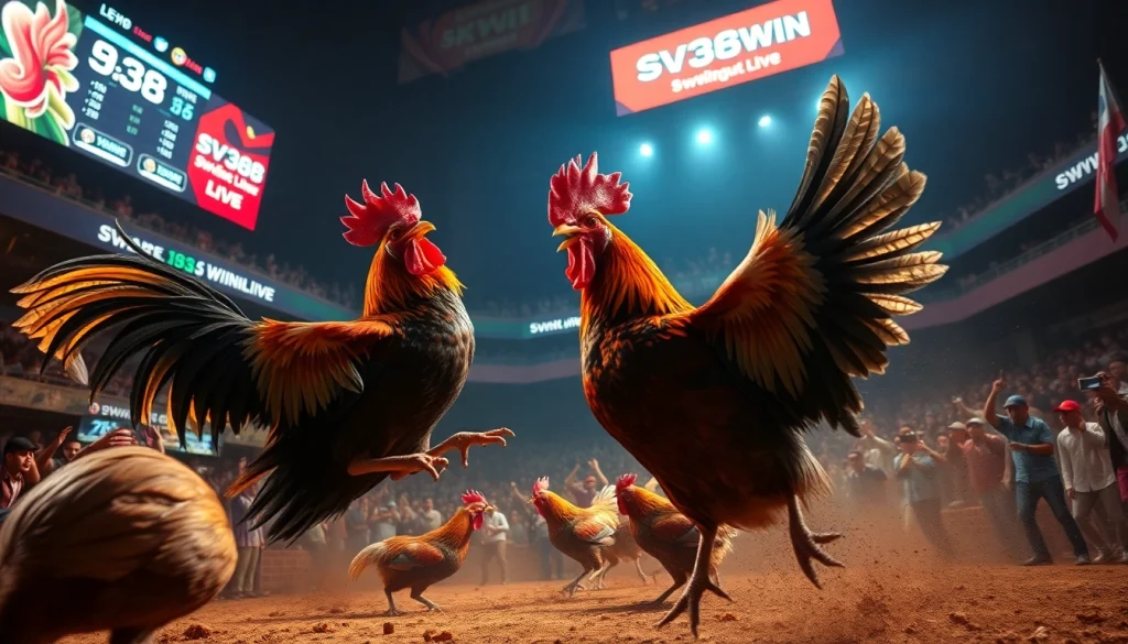 Live rooster fighting with digital betting excitement at sv368win.live
