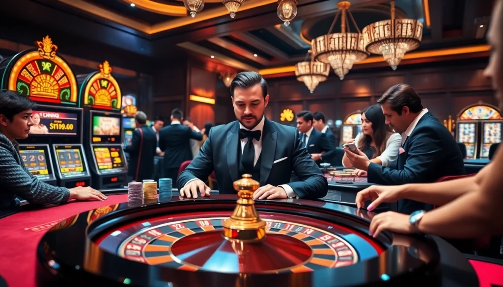 Experience the luxury of UU88 casino with vibrant gaming tables and thrilling slot machines.