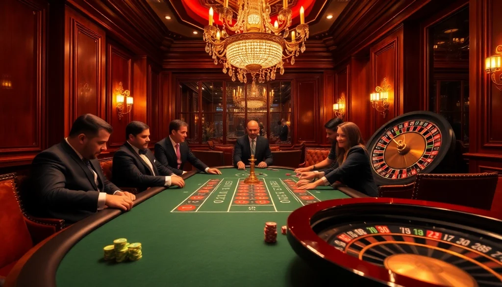 Engaged players at a luxurious poker table surrounded by betting excitement in e2 bet.