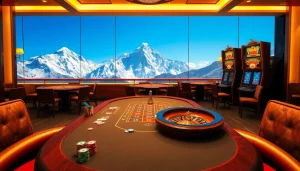 Experience the Everest Base Camp Trek while enjoying a luxury casino atmosphere with poker tables and mountain views.