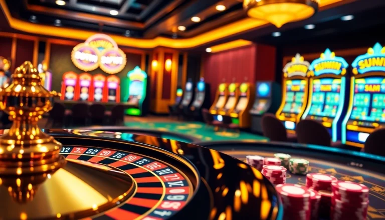 Players enjoy a thrilling game of SUNWIN at an elegant casino table filled with poker chips.