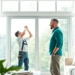 Flyscreenmaxx installer fitting a beautiful flyscreen in a modern home.