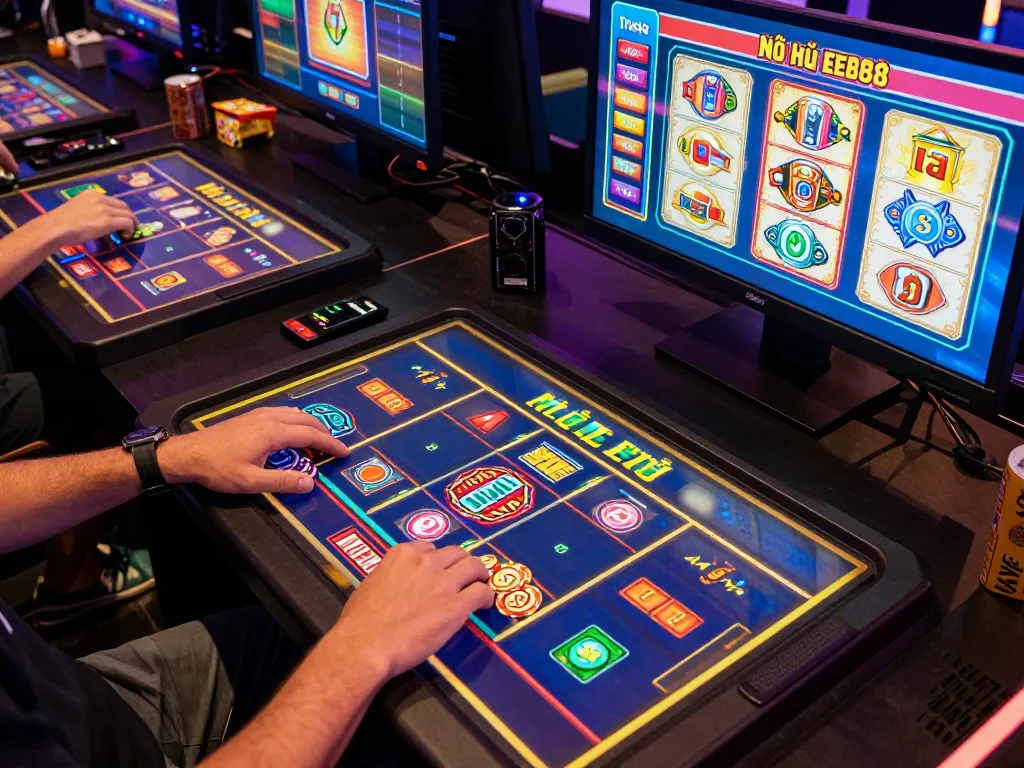 Nổ Hũ EE88 experience engaging online slot games with colorful digital tokens and exciting gameplay dynamics.